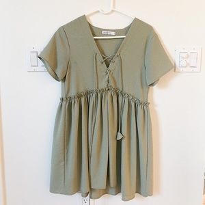 Green striped mini dress- princess Polly